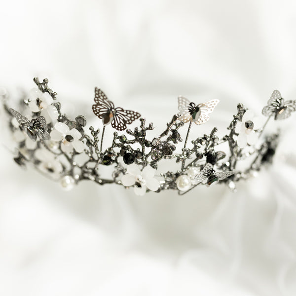 Verna's Butterfly Tiara in Antique Silver