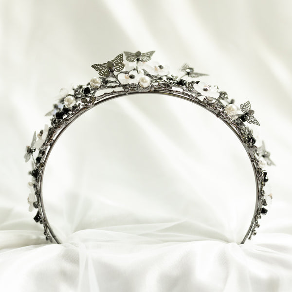 Verna's Butterfly Tiara in Antique Silver