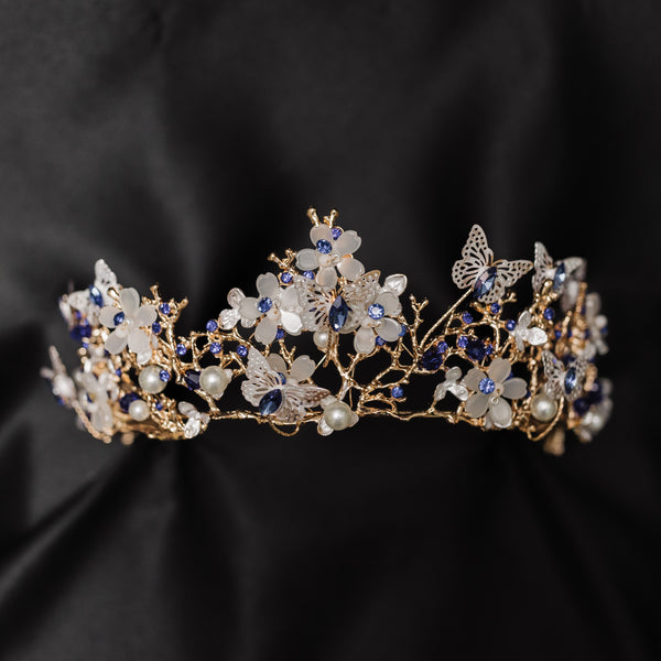 Verna's Butterfly Tiara in Blue & Gold