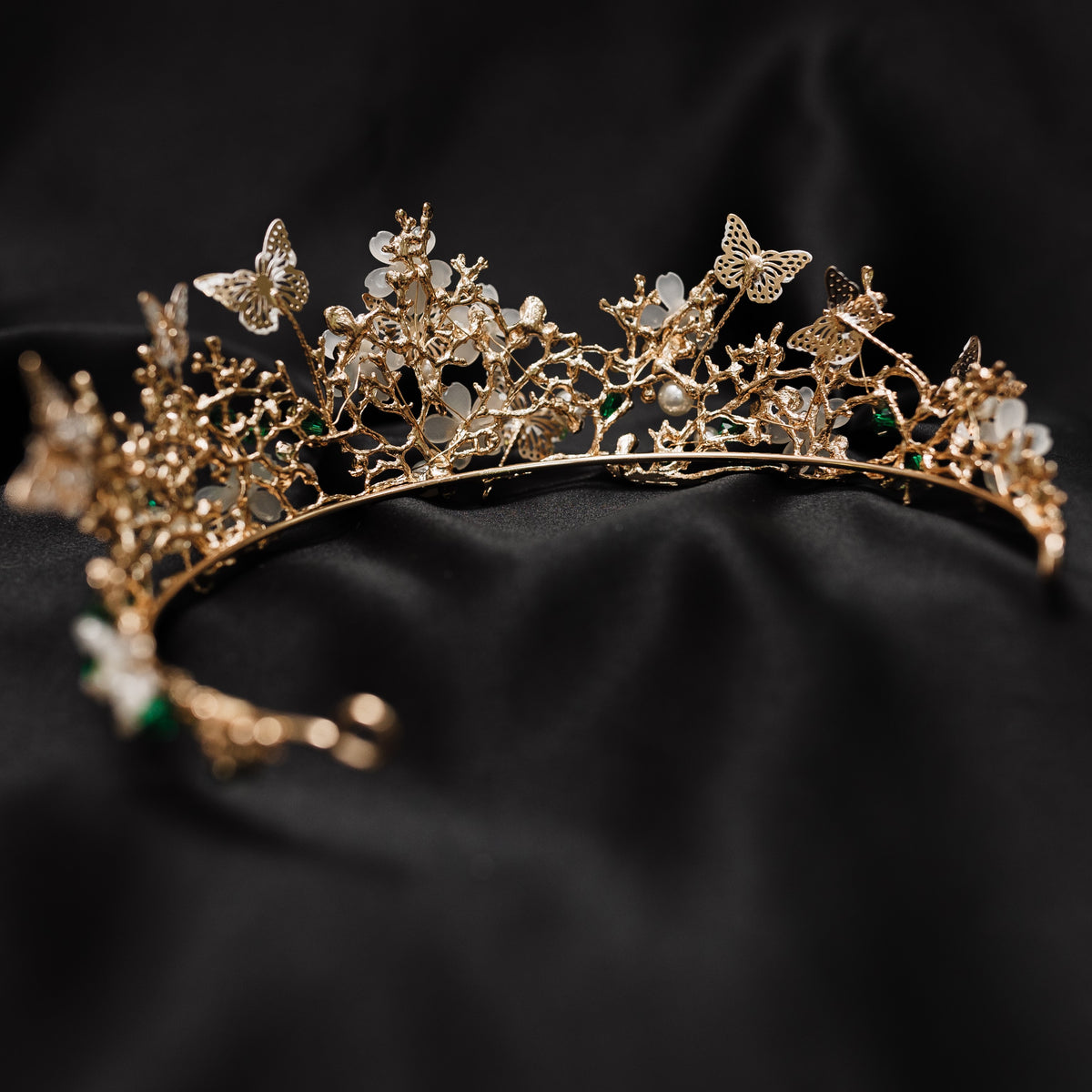 Verna's Butterfly Tiara in Green & Gold