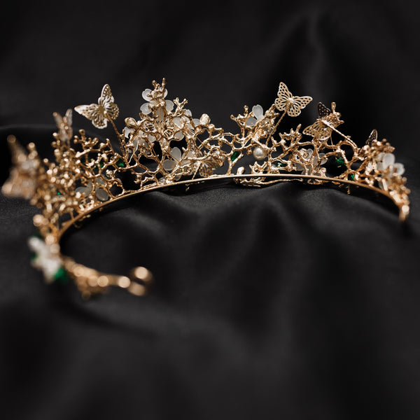 Verna's Butterfly Tiara in Green & Gold