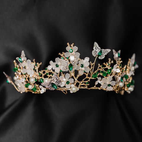 Verna's Butterfly Tiara in Green & Gold