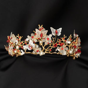 Verna's Butterfly Tiara in Red & Gold