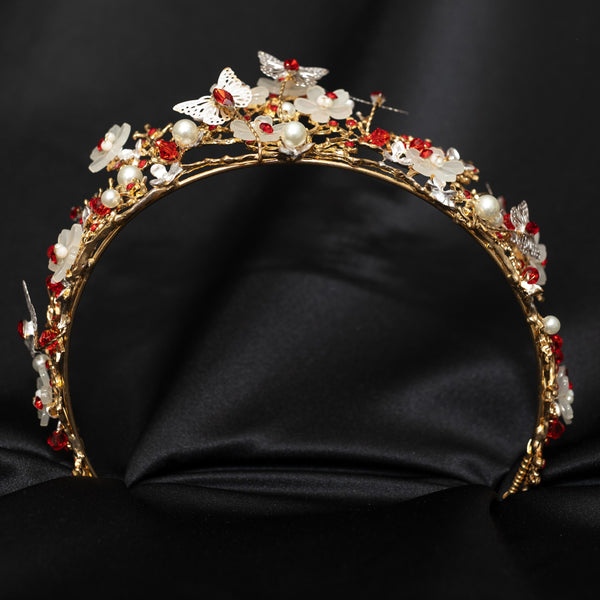 Verna's Butterfly Tiara in Red & Gold