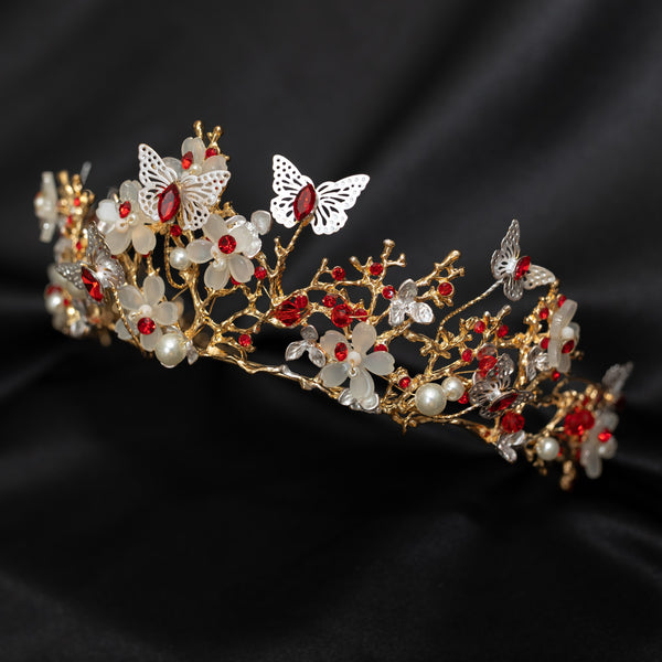 Verna's Butterfly Tiara in Red & Gold