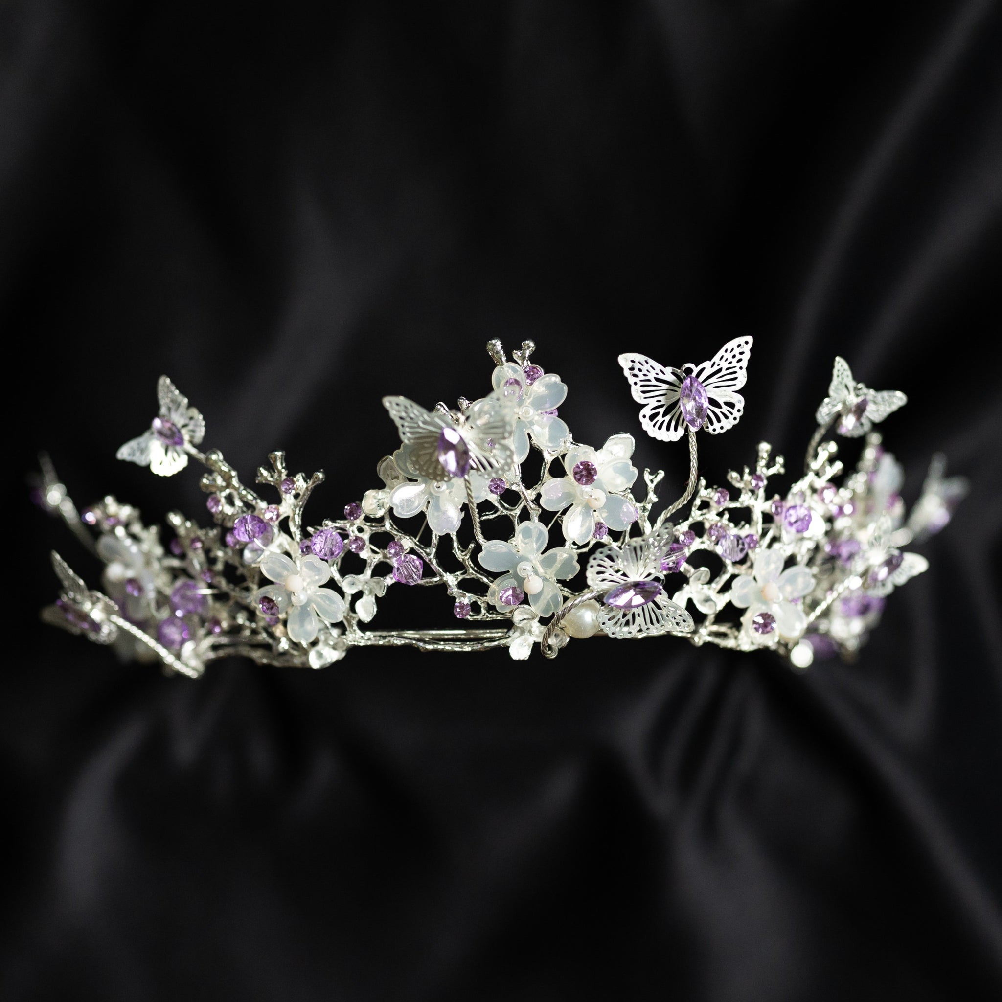 Verna's Tiara in Lavender Purple & Silver