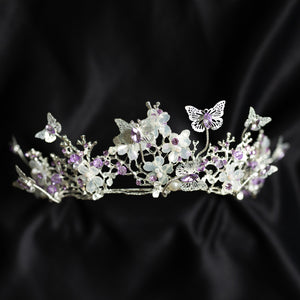 Verna's Tiara in Lavender Purple & Silver