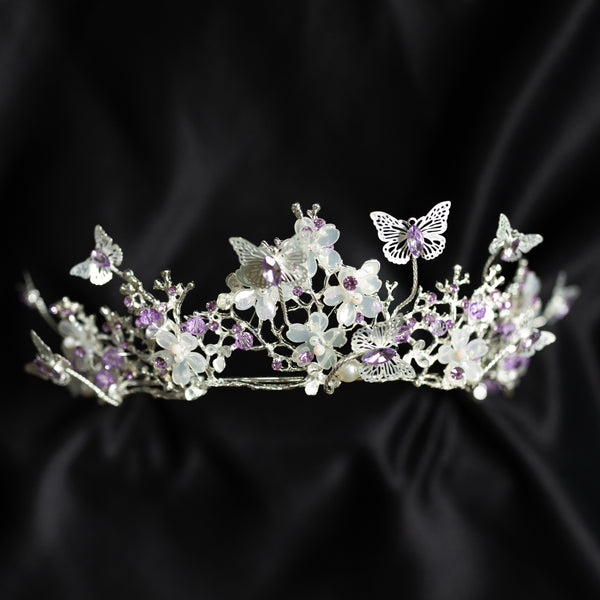 Verna's Tiara in Lavender Purple & Silver