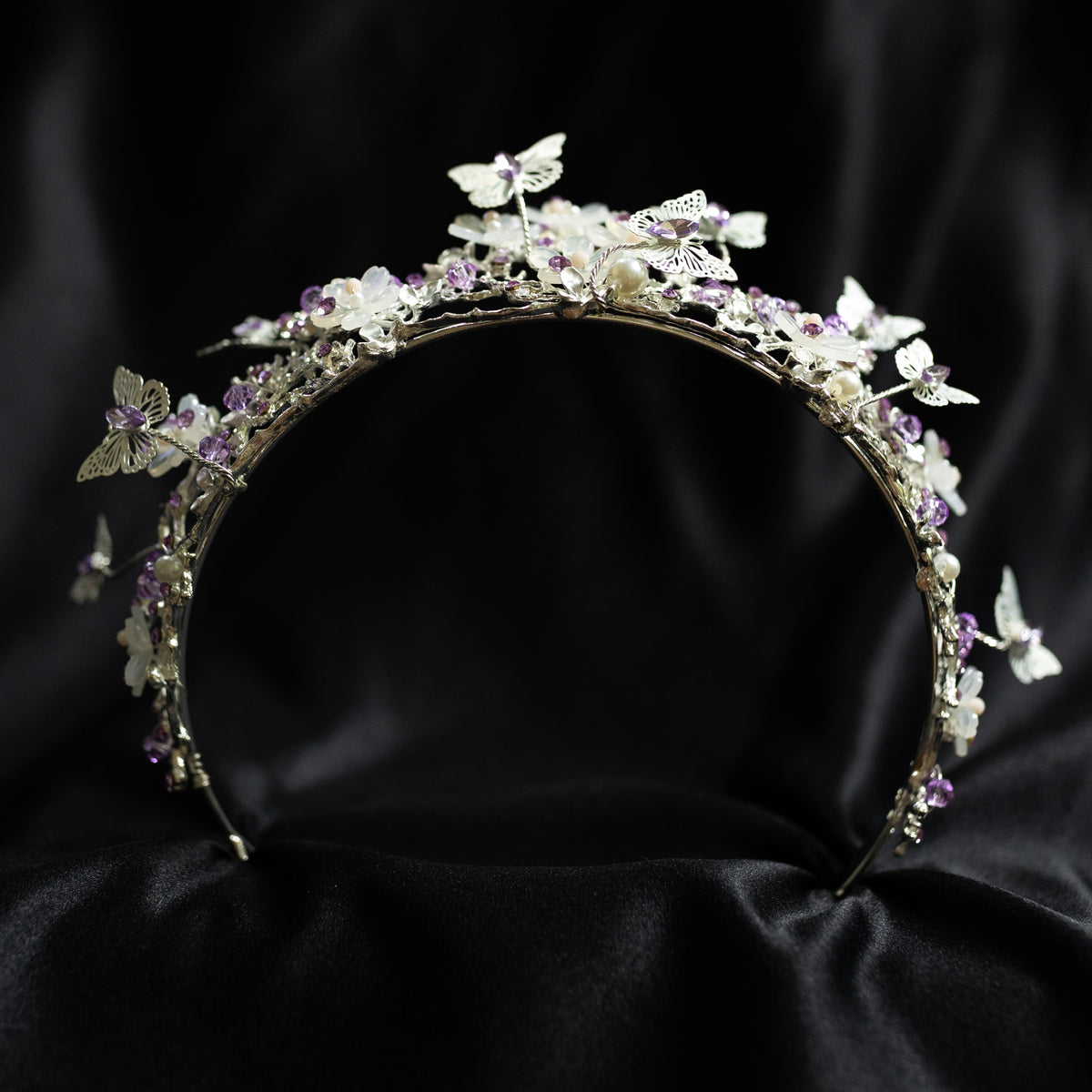 Verna's Tiara in Lavender Purple & Silver