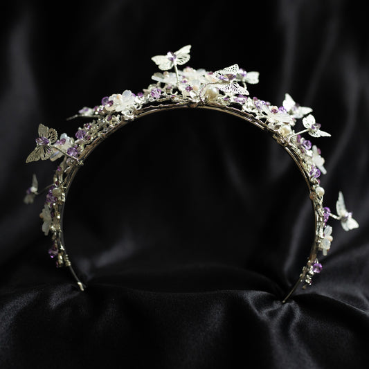Verna's Tiara in Lavender Purple & Silver