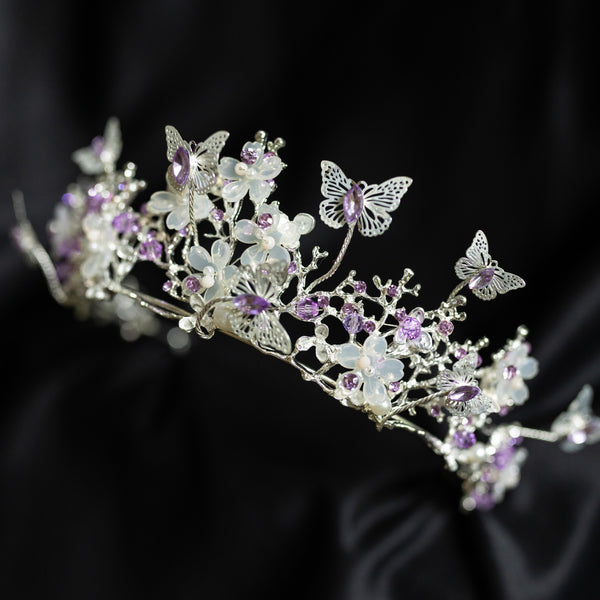 Verna's Tiara in Lavender Purple & Silver