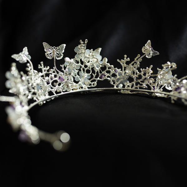 Verna's Tiara in Lavender Purple & Silver