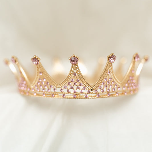 Alex's Crown in Gold & Pink Color Crystals