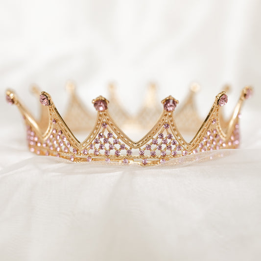 Alex's Crown in Gold & Pink Color Crystals