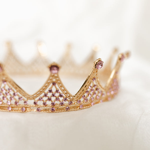 Alex's Crown in Gold & Pink Color Crystals
