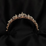 Amber's tiara in rose gold with pearl accents, flowers shaped with crystals - Bottom