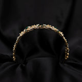 Brianna's Tiara in Green Color Crystals Faux Emerald, Faux Diamond Clear Crystal, Gold Color Metal, Large Size - Bottom