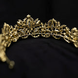 Chloe's Tiara in Gold color metal, faux diamond clear crystal, medium size, eastern european style - Back