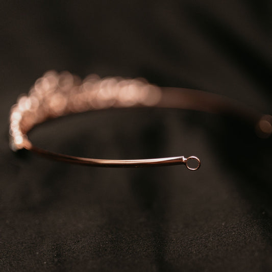 Delilah's Tiara - Rose Gold Pink Color Metal, Clear Crystal Faux Diamond - End