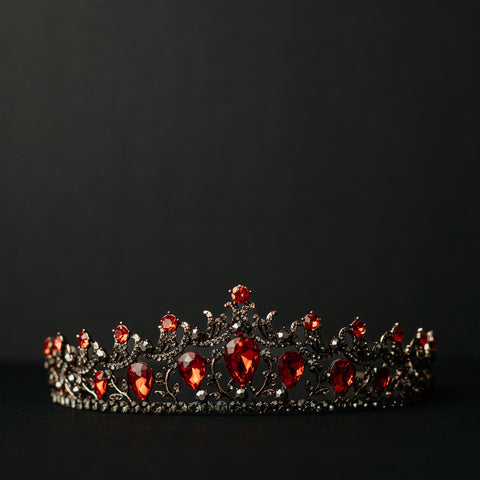 Finley's Tiara in Red & Gray - Front