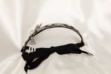 Georgie - Georgie's Tiara in Silver - 1920s flapper style hair accessory, faux pearls faux diamonds, Leaf design -  Bottom