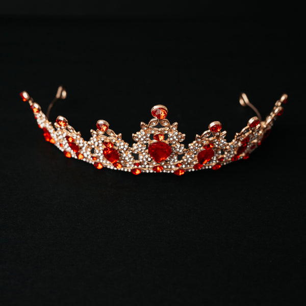Ophelia with Red and Clear Crystals in Yellow Gold