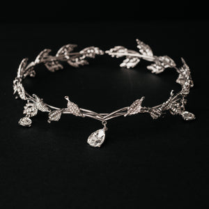 Octavia’s Crystal Drop Head Band in Silver White Gold