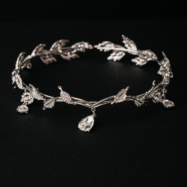 Octavia’s Crystal Drop Head Band in Silver White Gold