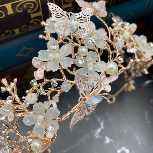 Verna's Butterfly Tiara in Rose Gold Pink
