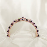 Lola's Tiara - Purple Faux Pearl, Purple Faux Amethyst Crystal, Rose Gold Pink Color Metal, Flower Design, Diadem Crown, Festival Cosplay LARP - Bottom
