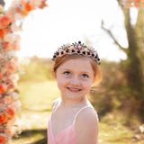 Lola's Tiara - Purple Faux Pearl, Purple Faux Amethyst Crystal, Rose Gold Pink Color Metal, Flower Design, Diadem Crown, Festival Cosplay LARP - Modeled