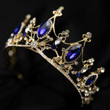 Marissa's Tiara - Blue color crystals, faux sapphire, faux diamond, clear crystal details, large size - Angle View