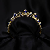 Marissa's Tiara - Blue color crystals, faux sapphire, faux diamond, clear crystal details, large size - Bottom