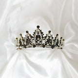 Ophelia's Tiara - Black & Gray Crystals in Antique Gold