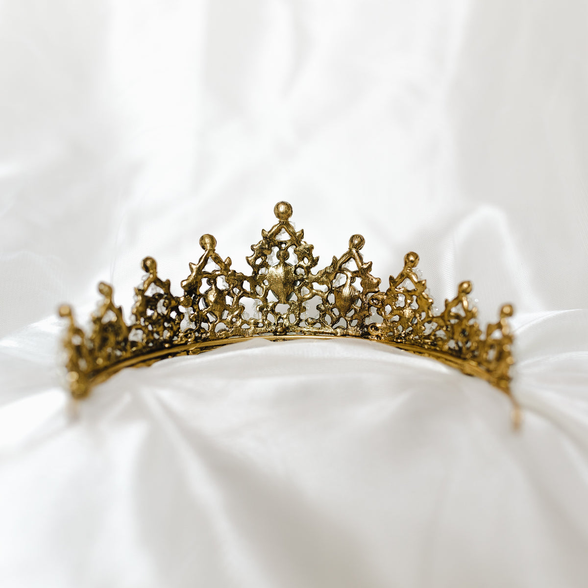 Ophelia's Tiara in Black & Antique Gold With Clear Crystal Details