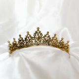 Ophelia's Tiara in Black & Antique Gold With Clear Crystal Details