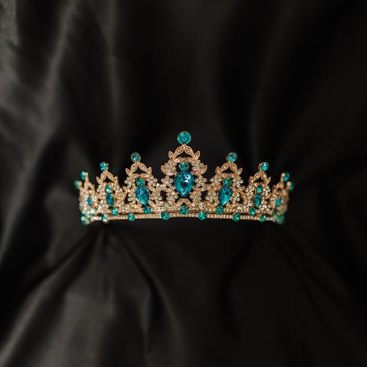 Ophelia's Tiara in Teal Blue & Gold