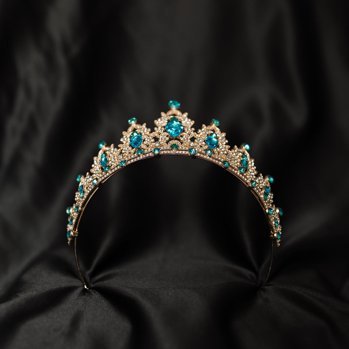 Ophelia's Tiara in Teal Blue & Gold