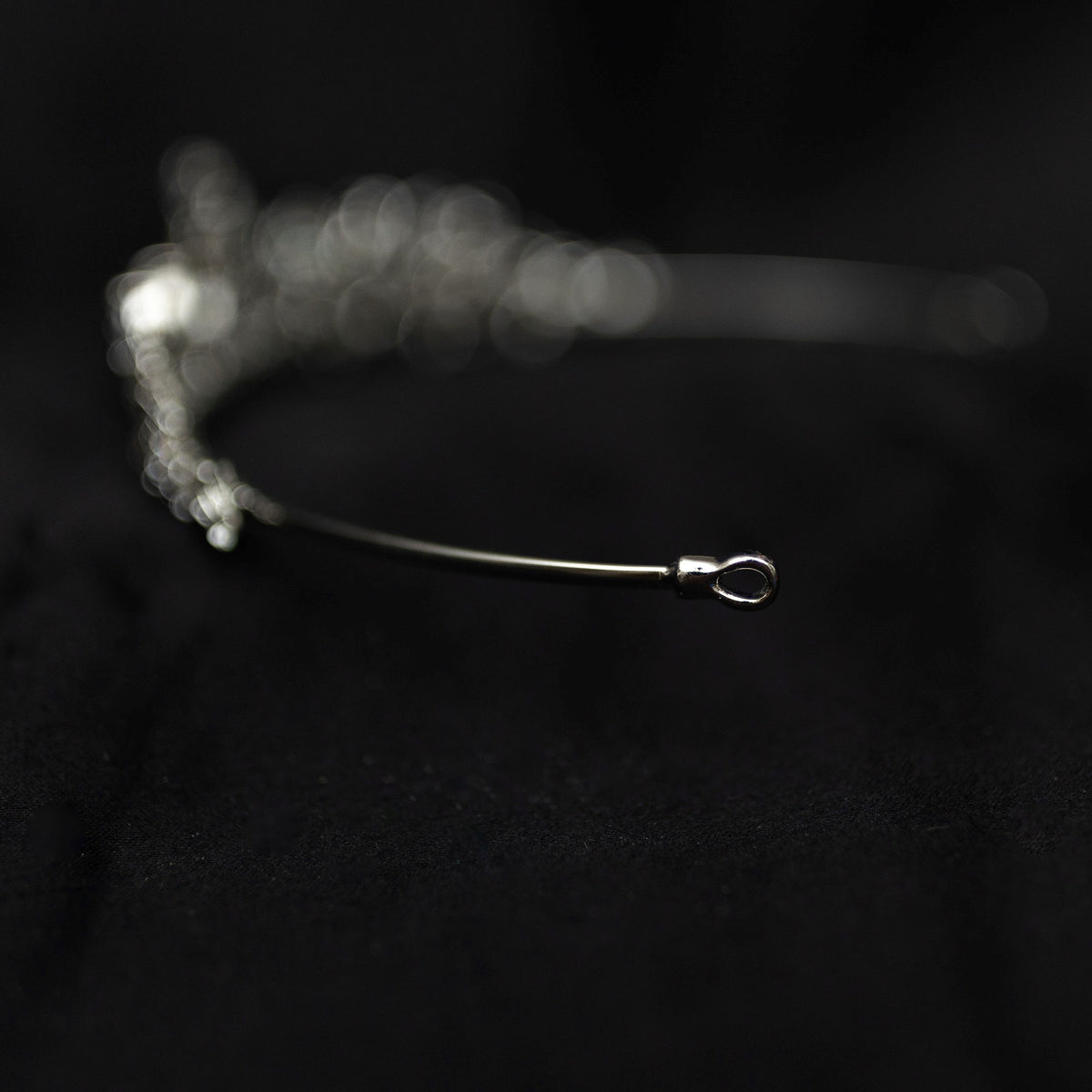 Posey's Tiara - Silver white gold color metal, clear crystal faux diamond, leaf and vine shaped metal, flower designs from crystals, small petite dainty - End