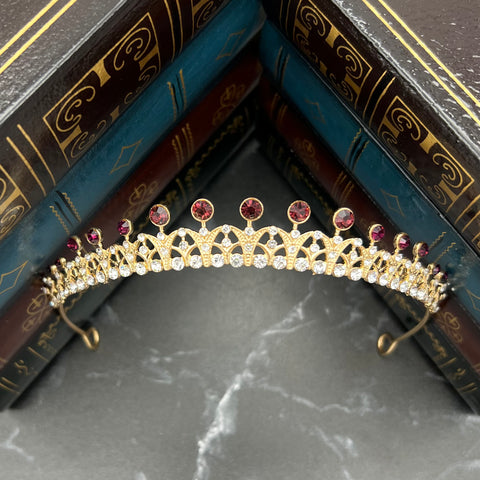 Rory's Tiara in Gold with Purple Maroon Color Crystals