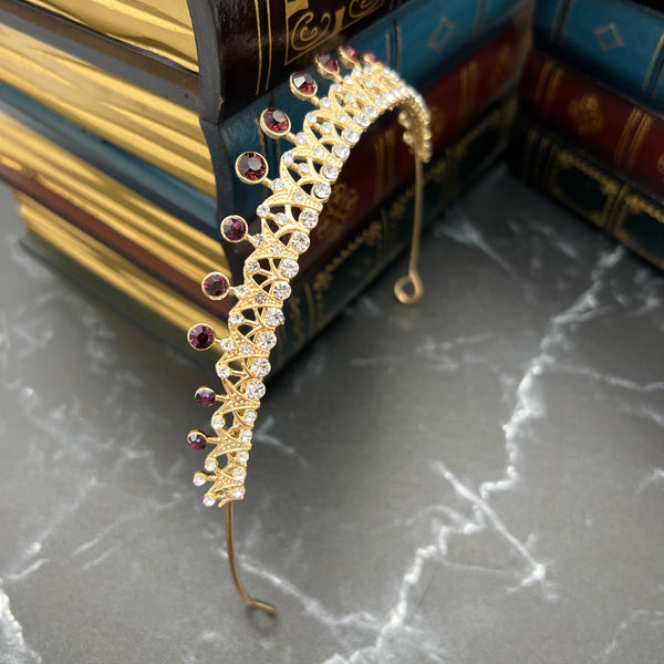 Rory's Tiara in Gold with Purple Maroon Color Crystals