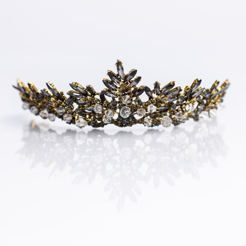 Petra's Tiara in Black With White Crystals